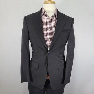 Calvin Klein Men's Sport Coat Blazer Two Button Solid Black Wool Blend XSLIM 38S